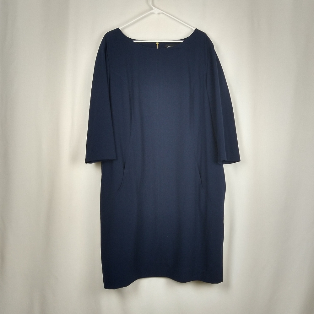 Tahari ASL Navy Blue A-line Seamed Dress 22W Plus